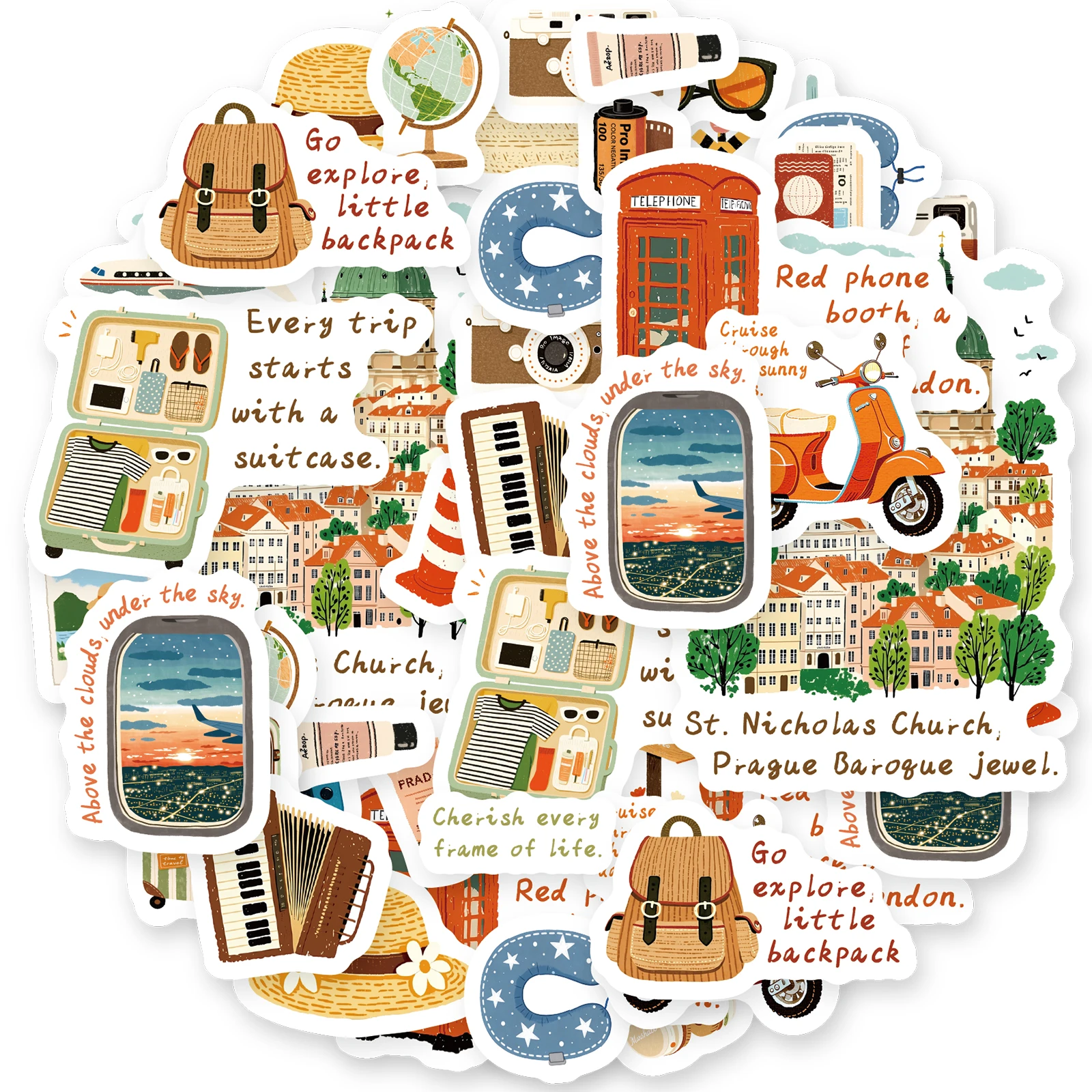 Etori Life 40Mm*2M Hand-Drawn Global Travel Theme Washi Tape for Journals, Cards, Scene Setting, Base Stickers for Laptops, Phone Backs, Handbags, Water Bottles, Diaries, Pencil Cases, Household Journals, Notepads, Helmets, Bicycles, Postcards and Envelopes, Handmade Scrapbook Supplies, Office Decoration Accessories, Birthday and Holiday Gifts, Party Decorations, Back-To-School Season, Cycling Decals
