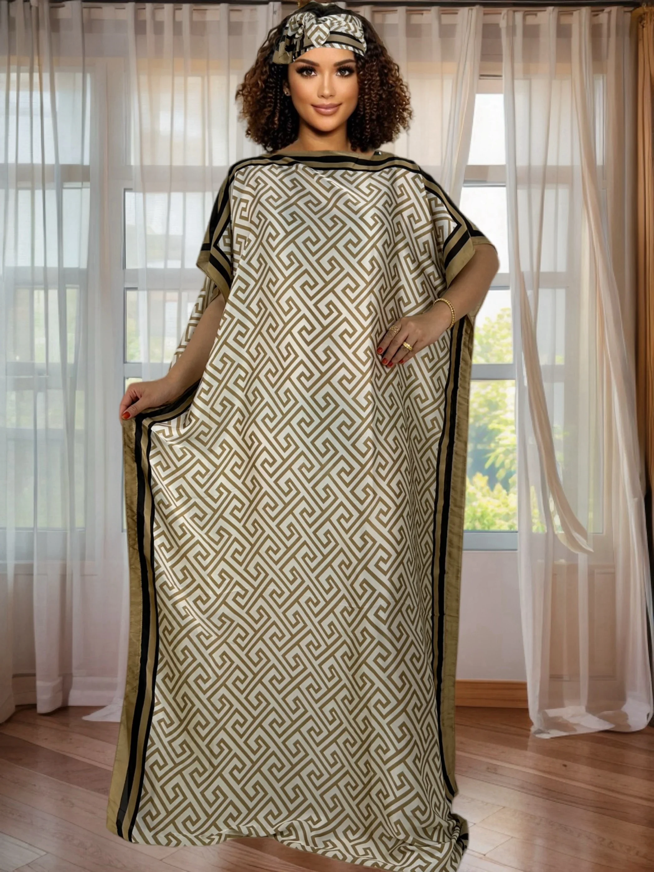 

Women's Loose Fit Floral Maxi Dress Round Neck Batwing Sleeve Split Hem Chiffon Evening Wedding Dress