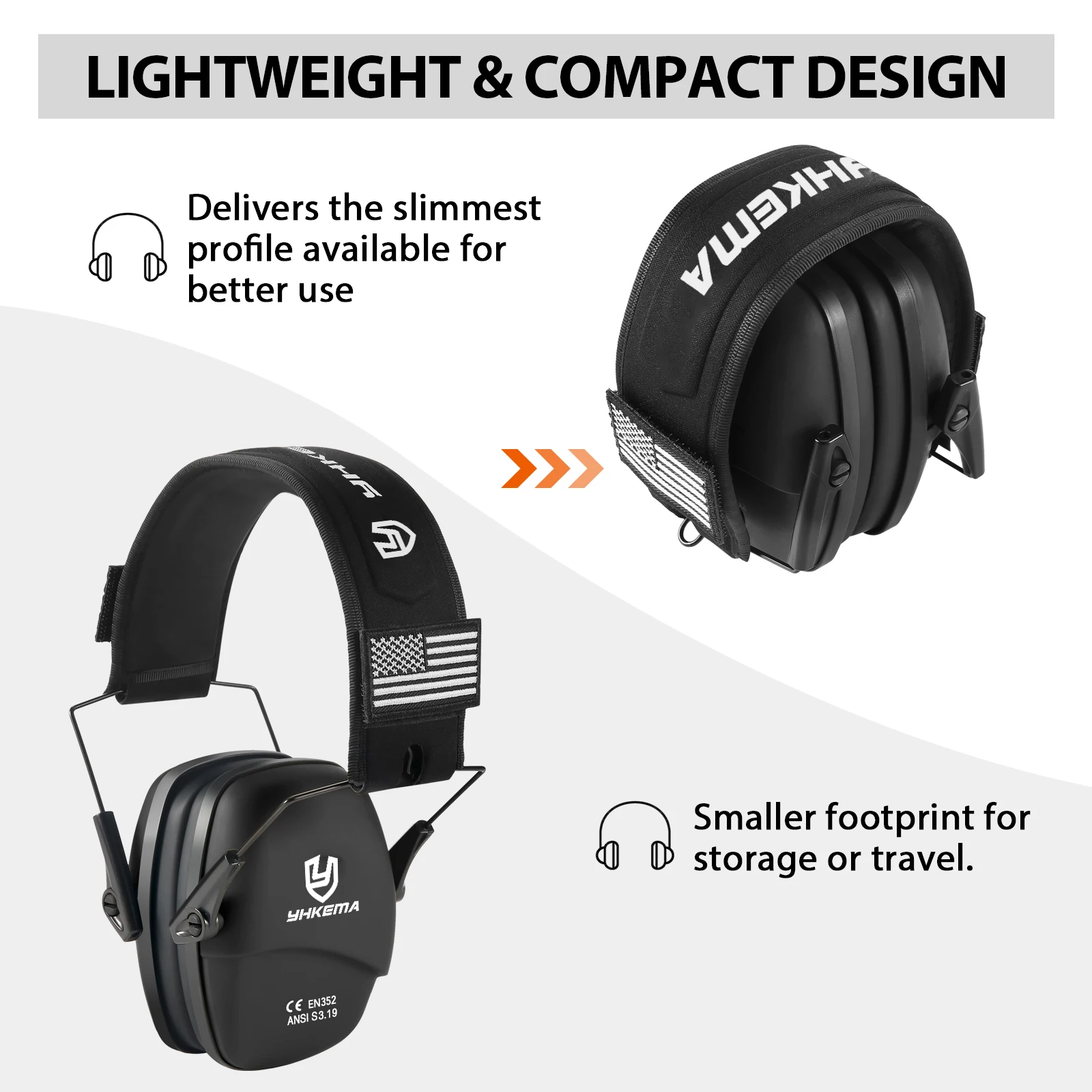 YHKEMA Safety Shooting Hearing Protections Earmuffs For Tactical Hunting Noise Reduction Soundproof Headset
