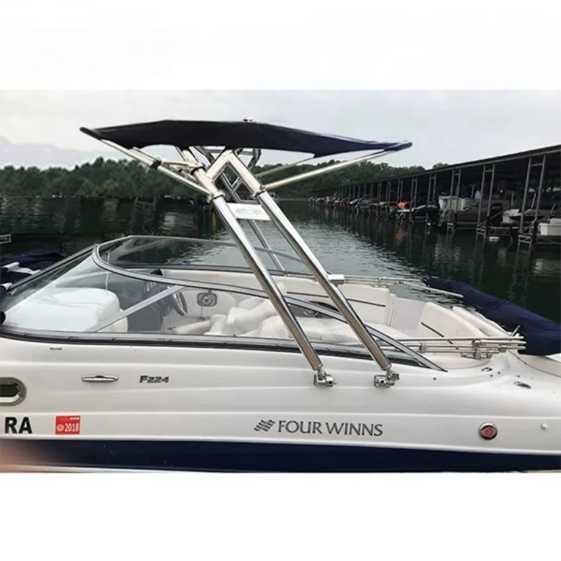 Pro3 Foldable Tower Bimini Black Canopy 1900V for Launch Boat Wakeboard Tower