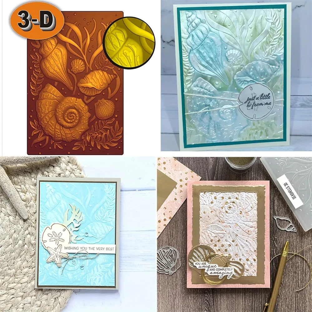 Shell 3D Embossing Folder Patterns Templates For Adding Texture And Dimension To Craft DIY Scrapbooking Greeting Card Background