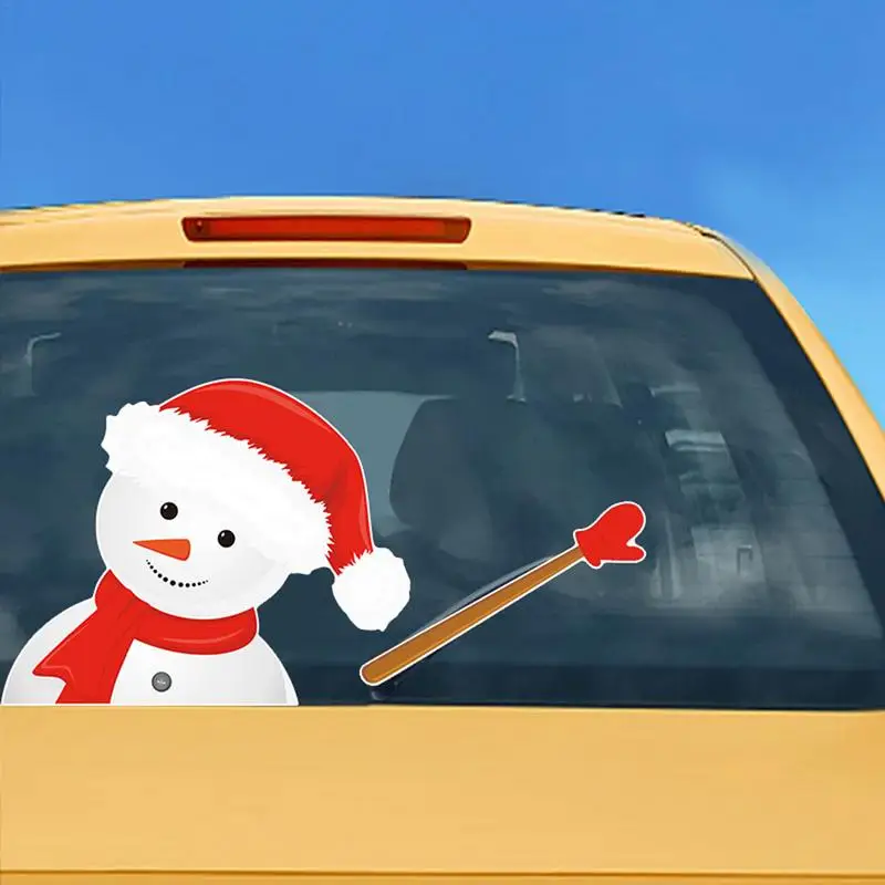 Christmas Car Sticker PVC Christmas Snowman Car Decal Exterior Accessories Decorative Stickers Window Decals for SUV Sedan