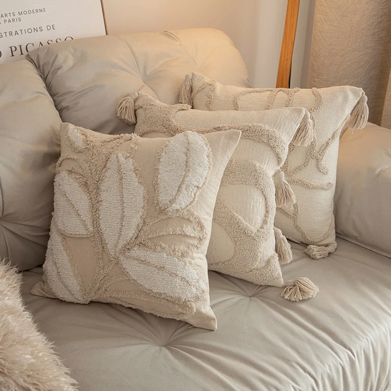 Boho Tufted Pillow Cover Tassel Decor Cushion Case Without Insert for Sofa Bedroom Home Decoration