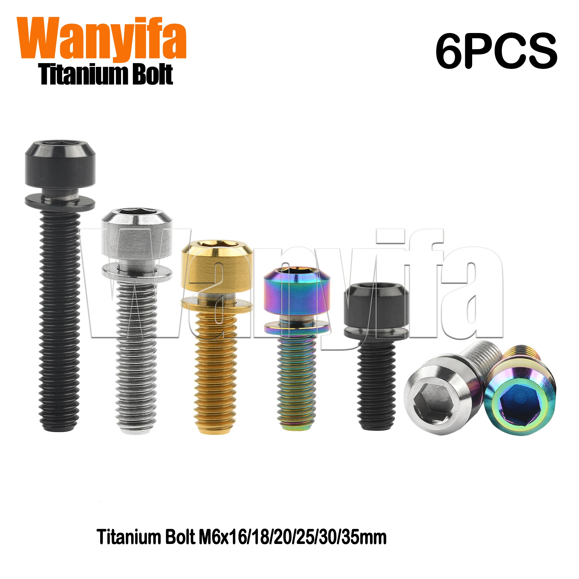 

Wanyifa Titanium Bolt M6x16/18/20/25/30/35mm Ti Allen Head Screws for Bicycle Parts