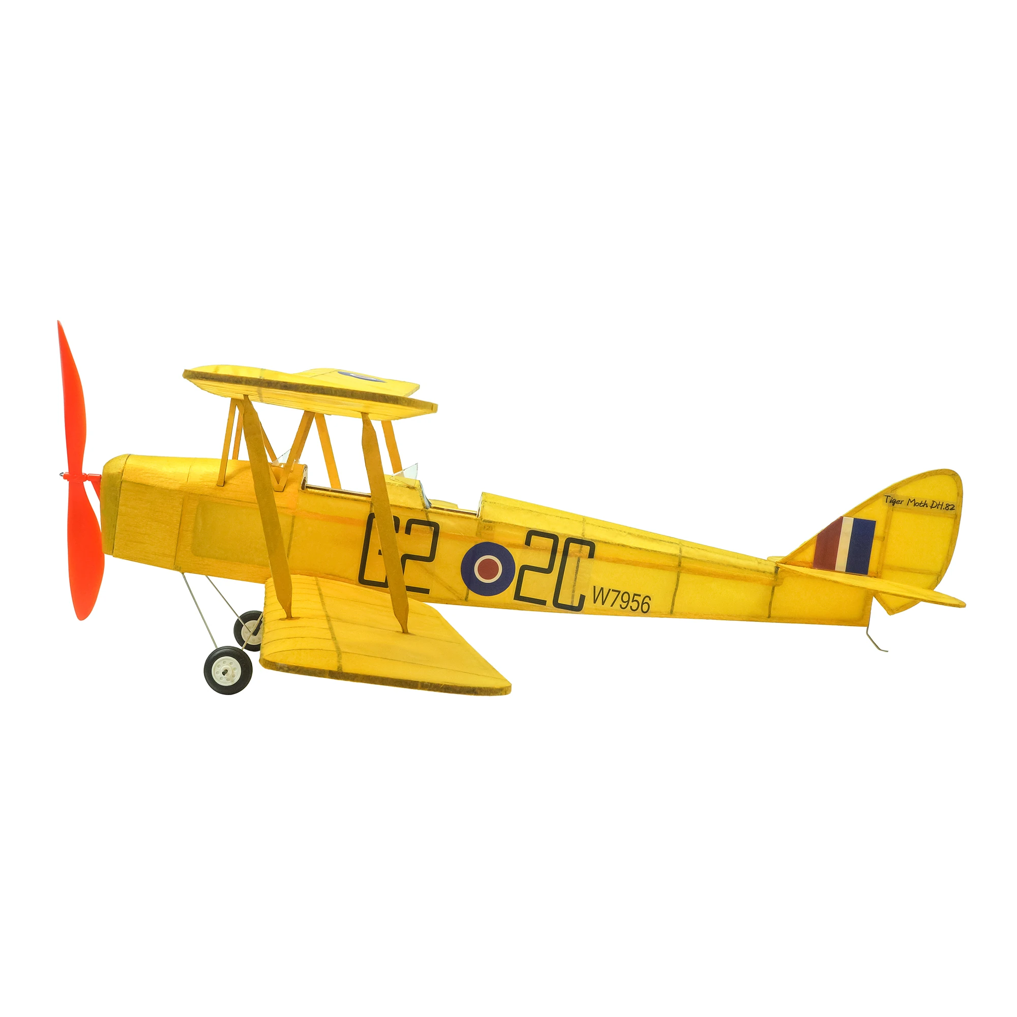 VA08 0.6m Wingspan Tiger Moth Glider, DIY Wooden Rubber Band Airplane for Education