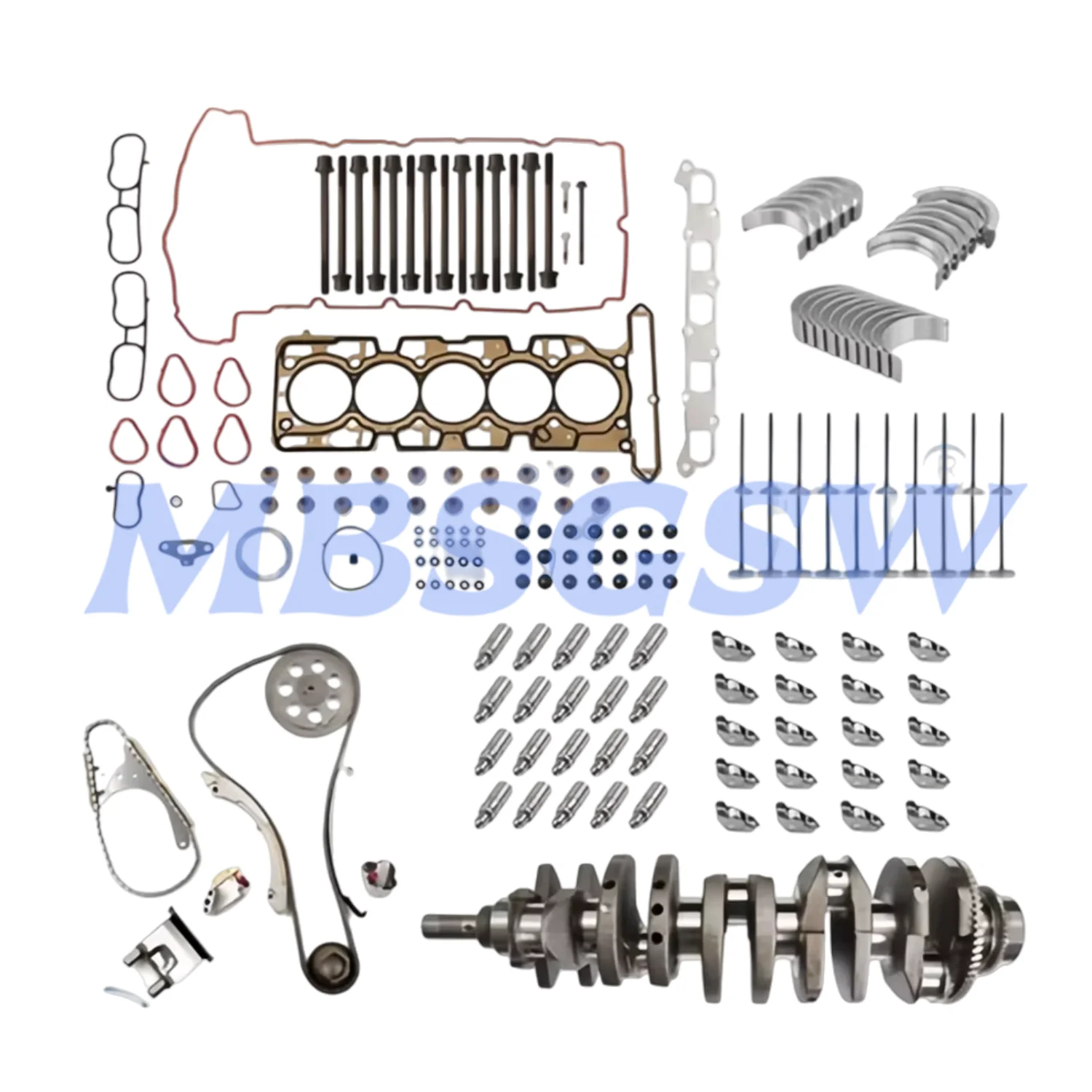 Engine Rebuild Timing Chain Kit Cylinder Head Gasket Crankshaft Valve Lifter Rocker Arms Bearing Fit 3.7 L L5 For Chevy GMC 3.7L