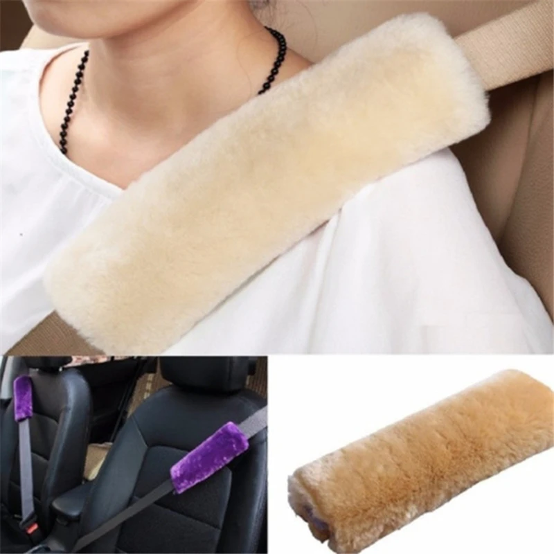 2pcs Soft Car Seatbelt Cover Sheepskin Seat Belt Pillow Pad Seat belt Safety Strap Cover Shoulder Pads For Bag Car Accessories