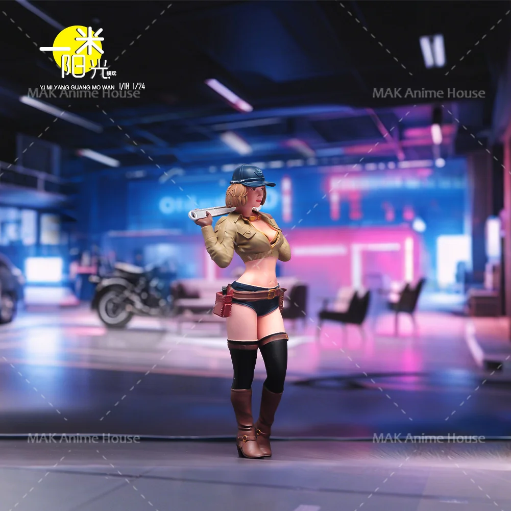 Miniaturen Figuren 1/24 1/18 Sexy Taille Baring Racing Monteur Schoonheid Prachtige Facial Geschilderd Model Creatieve Scène Poppen Speelgoed