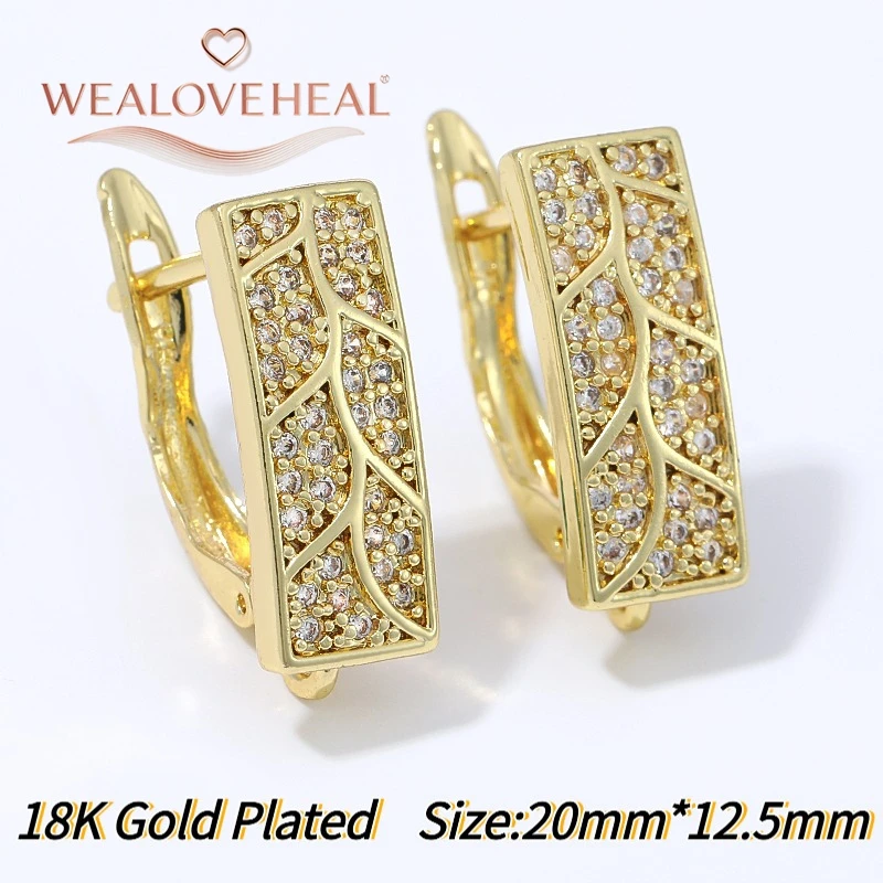 schmuckherstellung zubehör, 1 Paar 18K vergoldete Messing-Ohrringhaken mit rechteckigem Hebelverschluss, Baguette-Zirkonia-Mikropavé, offener Schlaufen-Anhänger für die Ohrringherstellung – Detail 39