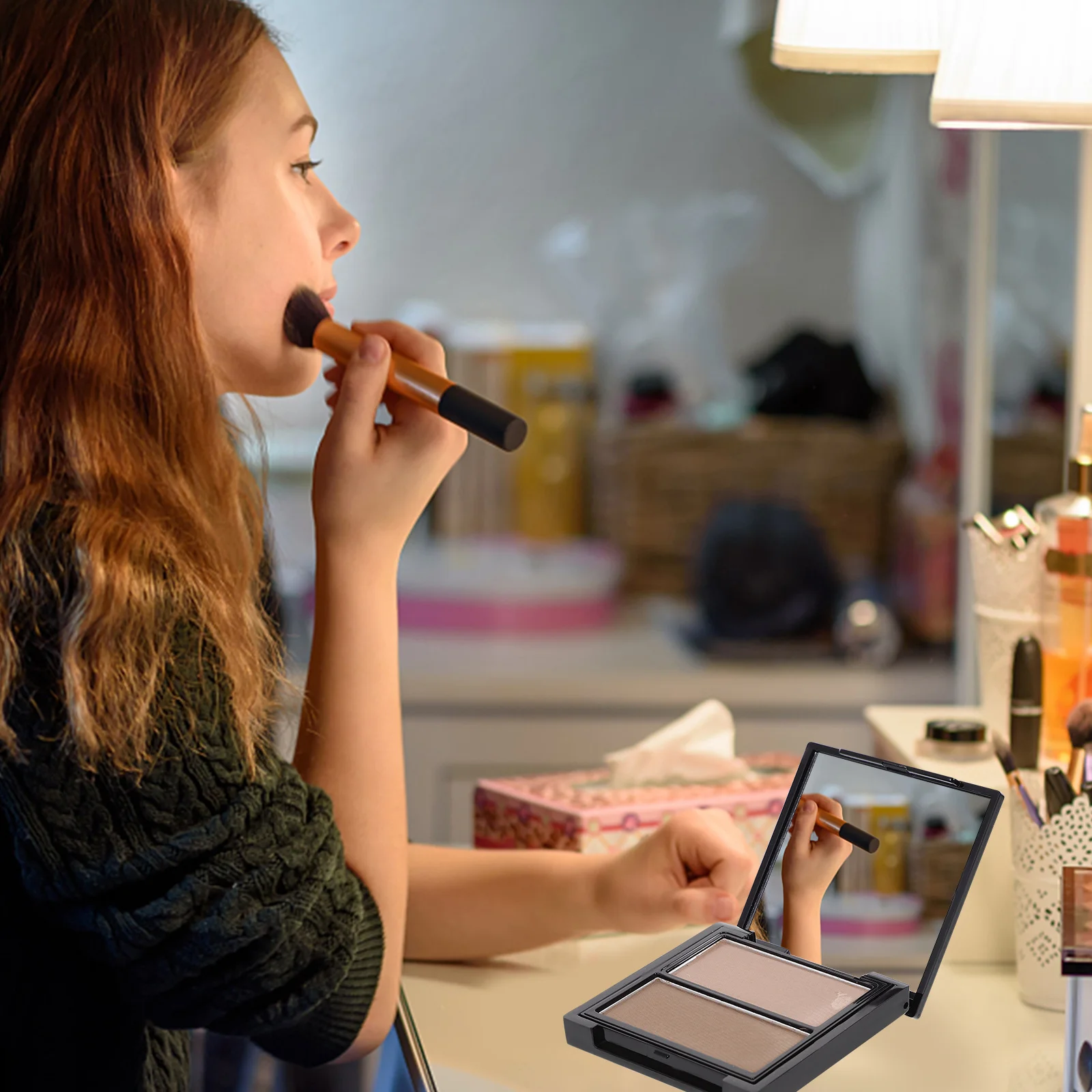 2 لون تظليل مسحوق البليت للوجه الكنتوري السلس مزج سطع تحديد الميزات هيغليغتر مسحوق الأنف المضغوط #4