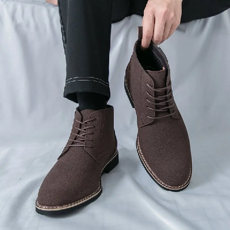 

Classic Men Chell Boots European American Lace-up Business Office Suede Leather Boots British Social Boots Sizes 39-48 Men Boots