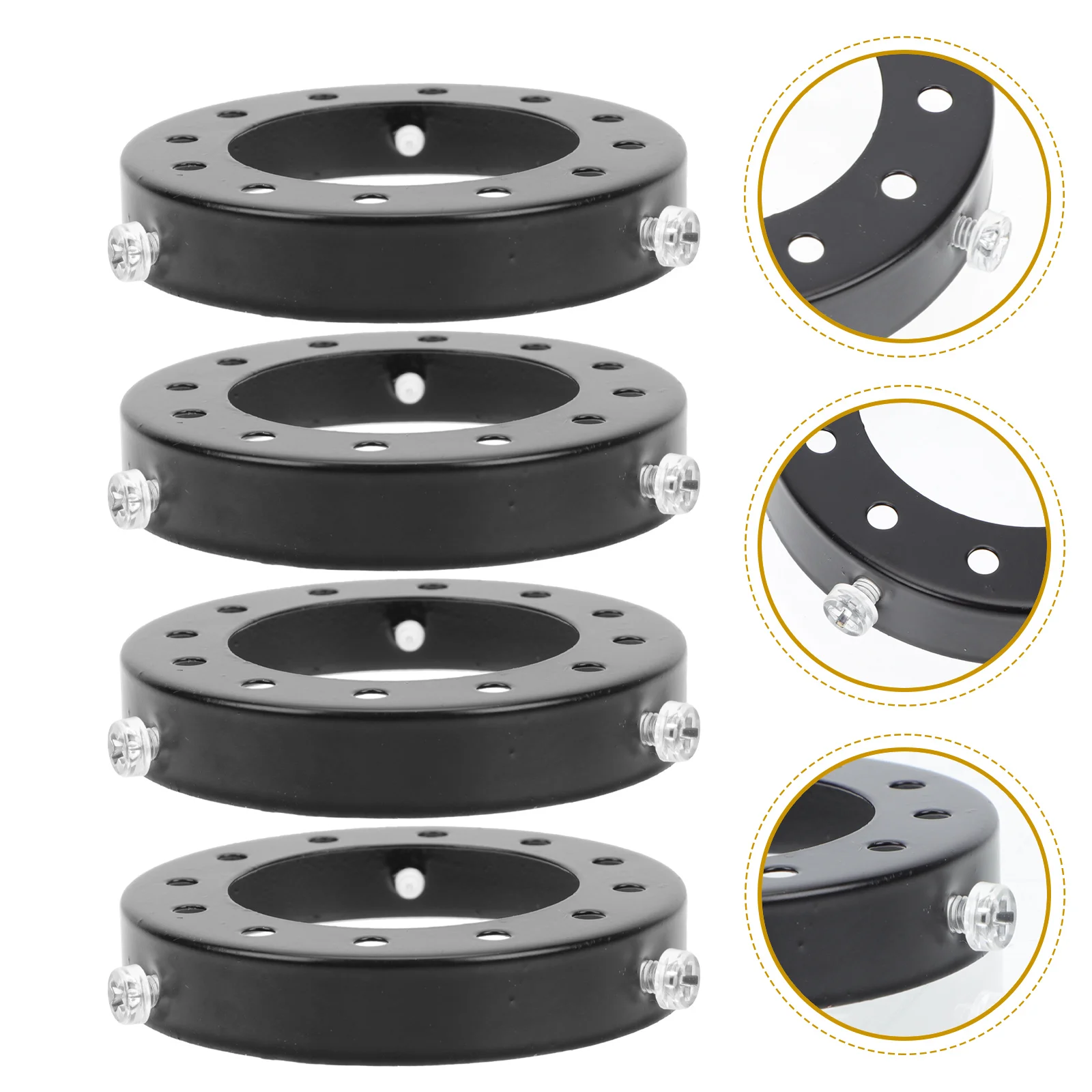 Anello di fissaggio da 4 pezzi Anello di fissaggio in ferro nero per paralume Accessori antiruggine durevoli per supporto in vetro per illuminazione da parete