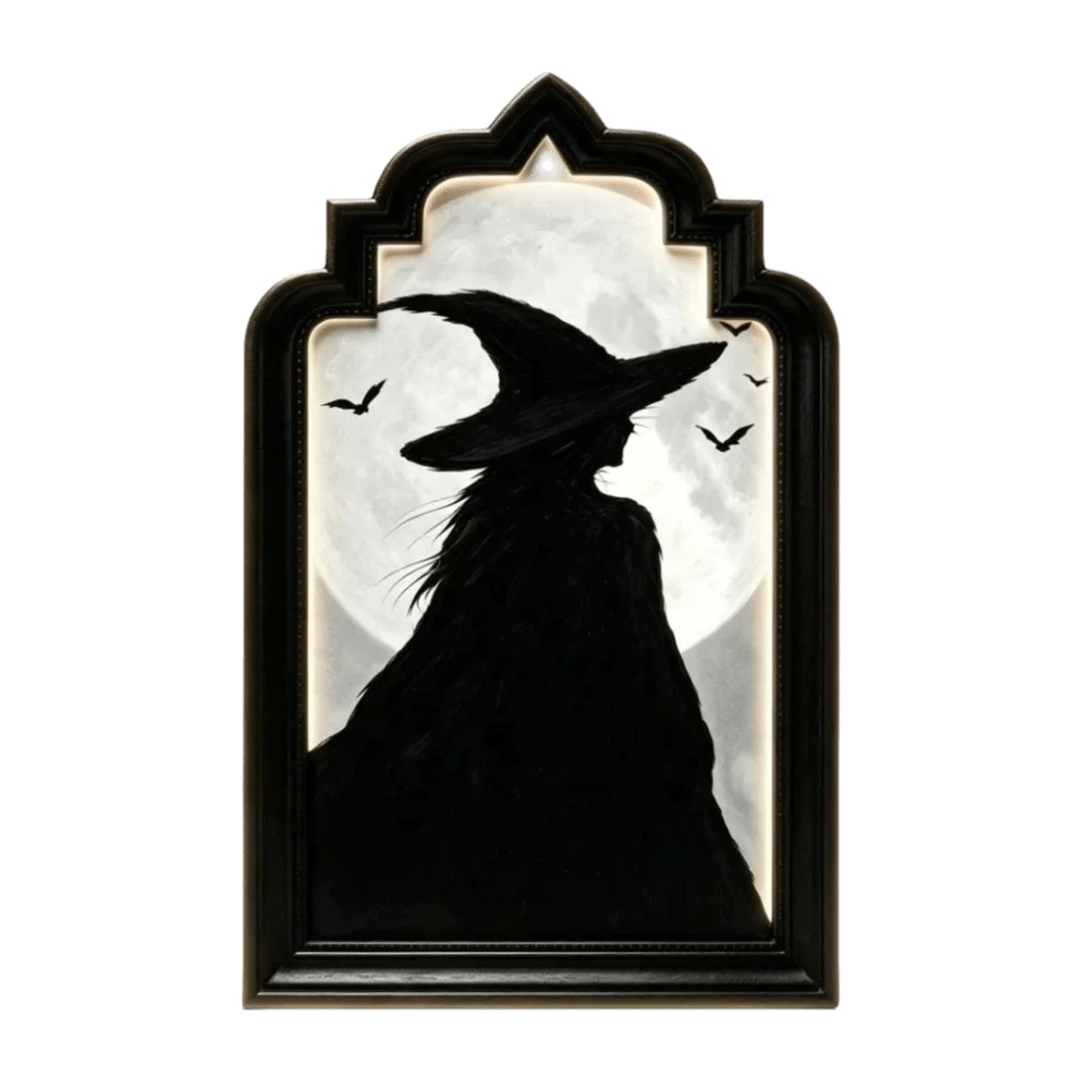 LED Light Up Ghost Mirror Holographic Wooden Frame Hologram Ghost Mirror Lighted Floating Ghost Illusion Mirror Halloween Party