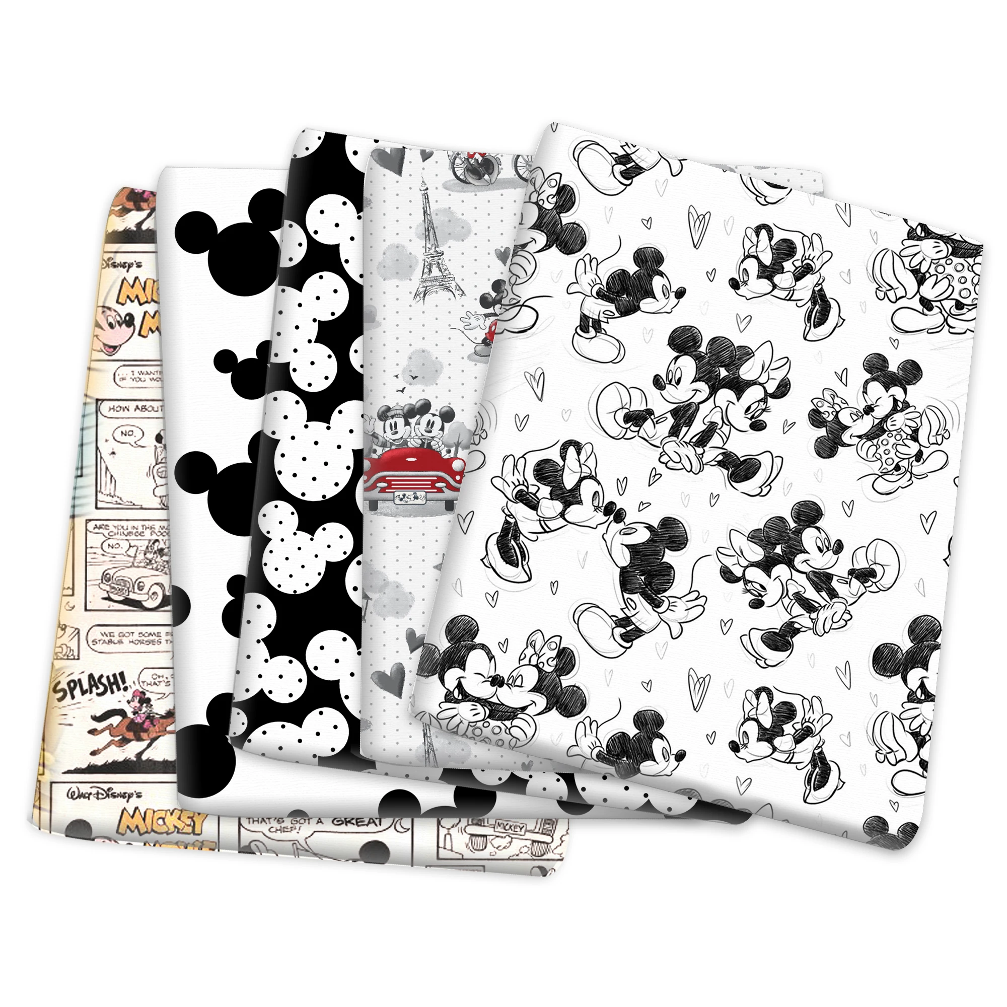 

50*145cm Disney Mickey Black White Polyester/Pure Cotton Fabric Tissue Sewing Quilting Needlework Material Curtain DIY Bag Cloth