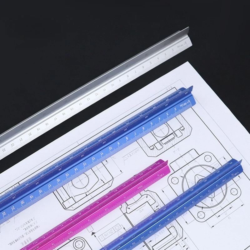 2Pcs Solid Triangular Metric Scale Ruler Precision Drawing Tool for Designers and Engineers