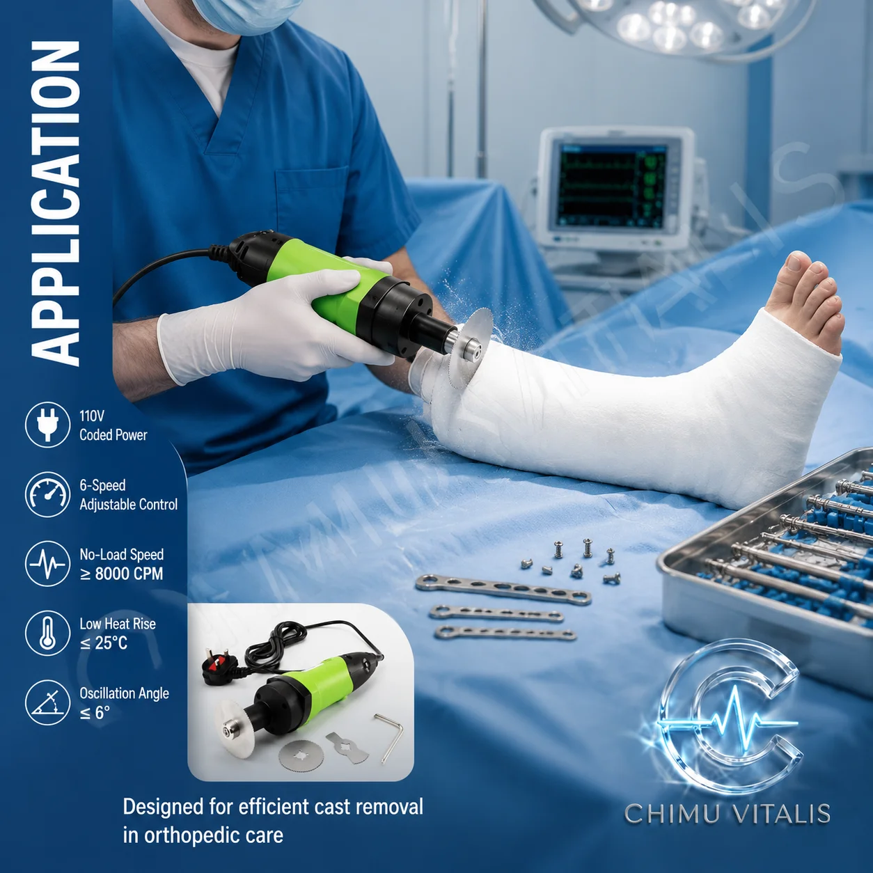【CHIMU VITALIS】 NS-4041 Precision Technical Plaster Cutter 135°C Support Fine Oscillating Saw Institutional Study