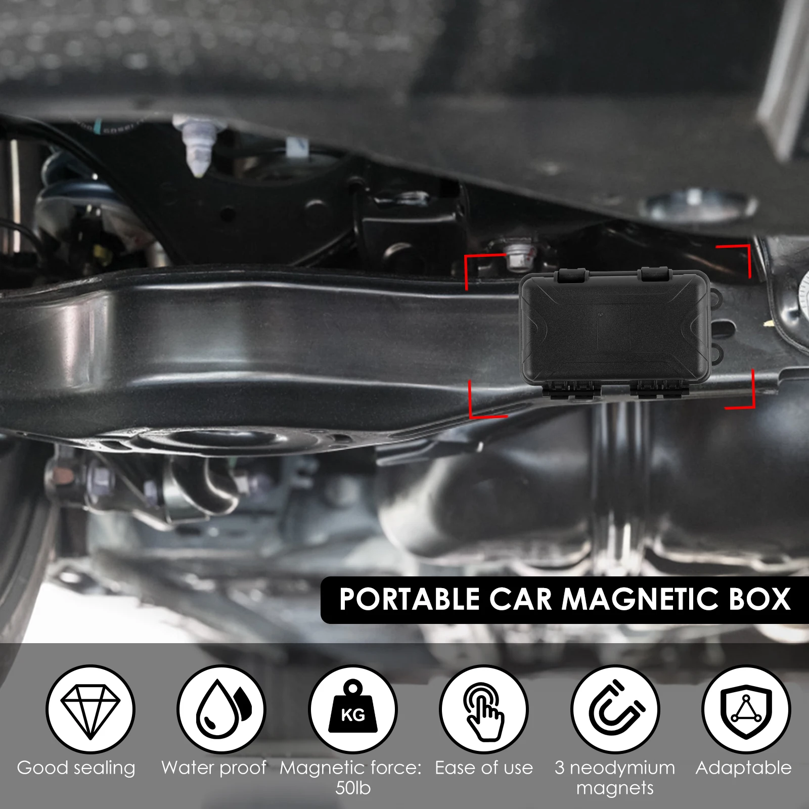 1Pcs Upgraded New Magnetic Key Holder Waterproof Under Car Hide Key Box Rustproof Key Hider Multifunctional Box for Spare Box