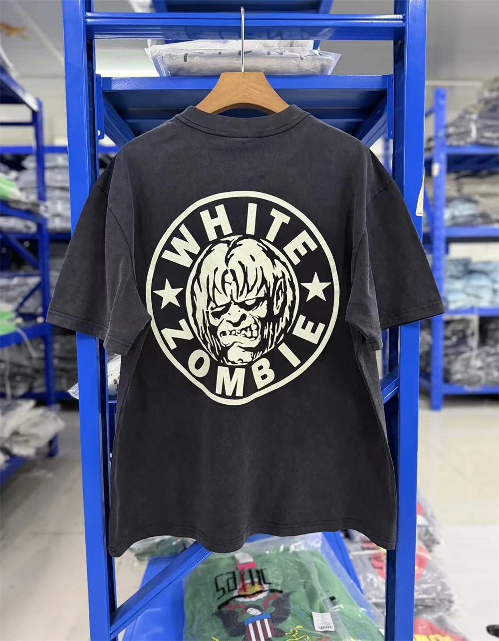 Summer Vintage Rock Portrait Pattern Printed Washed High Street Short Sleeve Cotton Comfortable Oversize T-shirt Versatile Men
