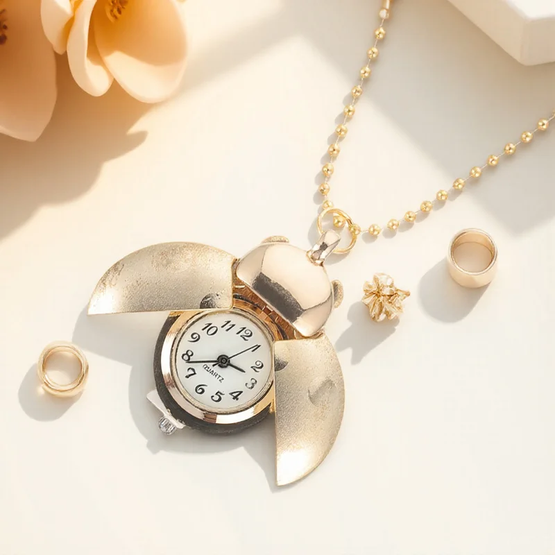 

1pc Vintage Pocket Shiny Zinc Alloy Quartz Beetle Design Retro Hanging Watch For Design Watch Men Women Gift