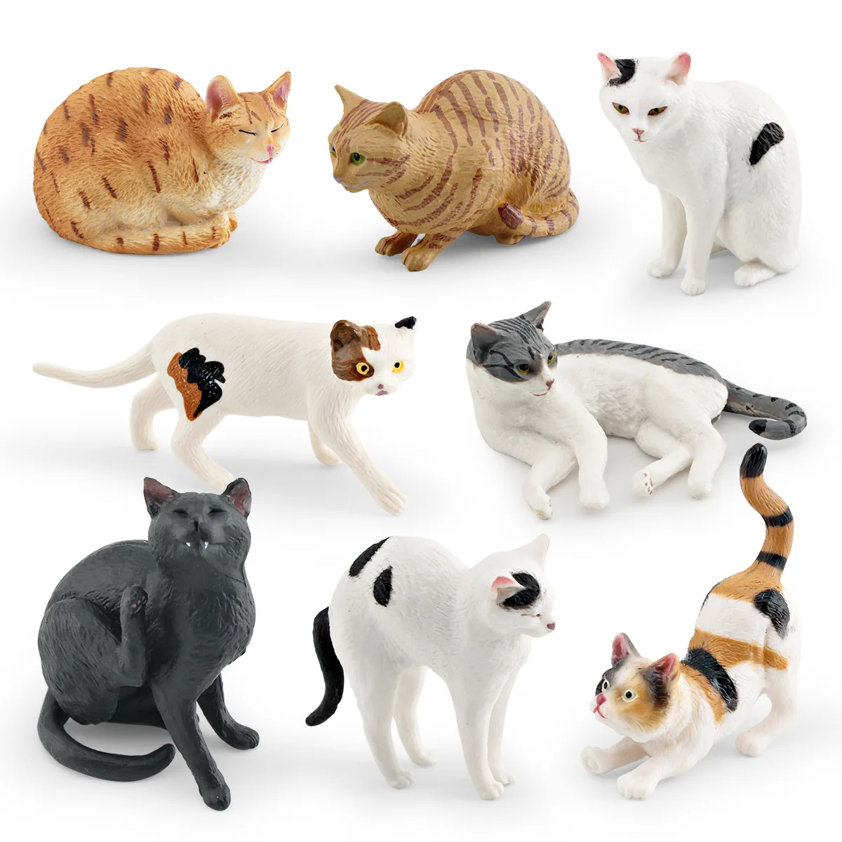 【セール中】かわいいオレンジ色の農場の猫の置物、固体シミュレーション動物モデル、デスクトップ装飾、ミニペットの猫の像、装飾品