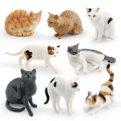 Solid Simulation Pet Cat Animal Model Cute Orange Farm Cat Figurine Desktop Decoration Mini Pet Cat Statue Ornament