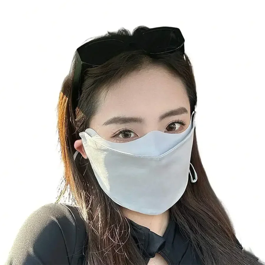 

2pcs Ice Silk Sunscreen Face Mask For Women UV Protection Eye Shield Summer