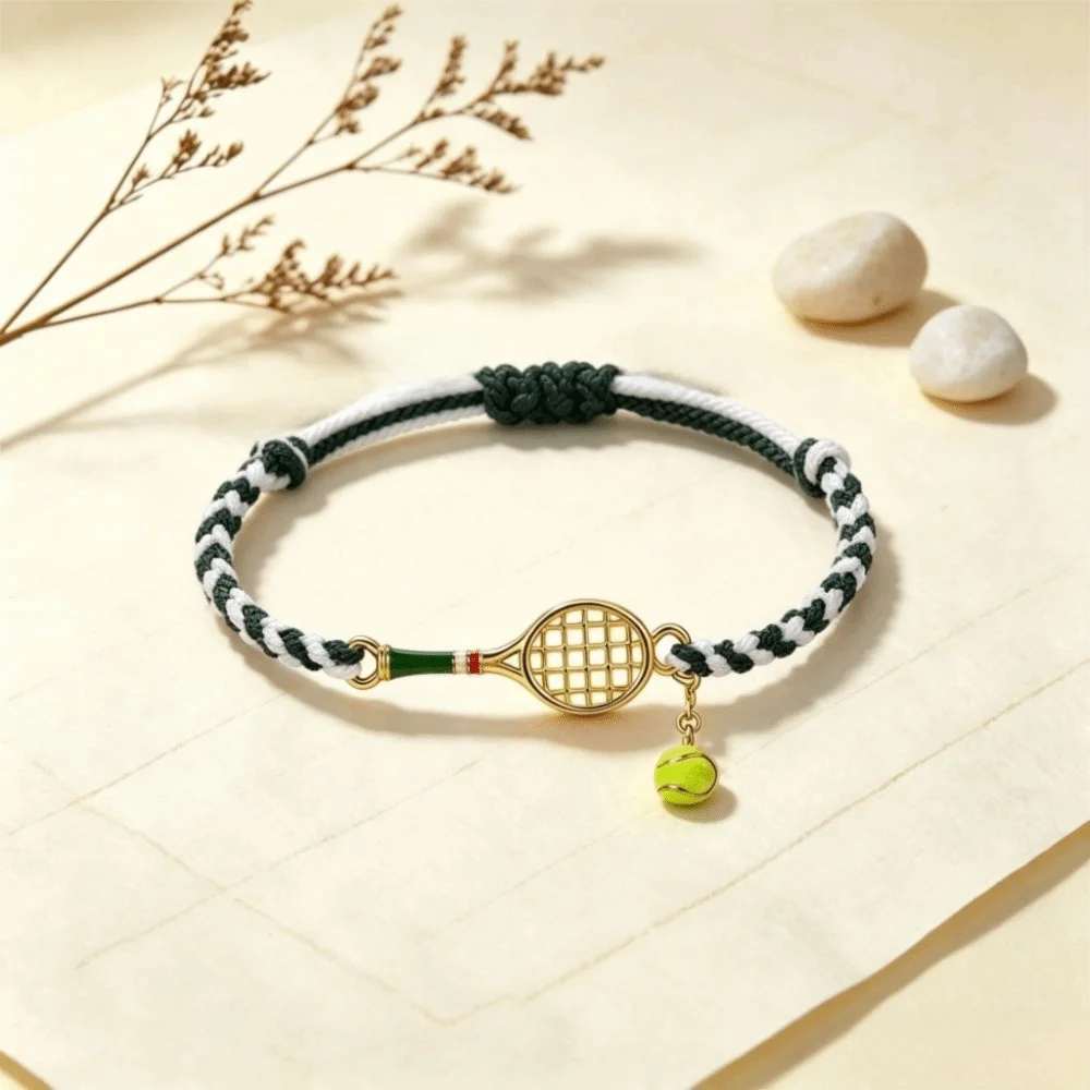 Adjustable Tennis Racket Bracelet Lightweight Design Handwoven Handwoven Bracelet Vintage Style Copper Material Couple Bracelet