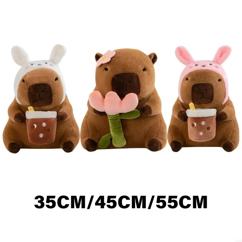 

4XBD Stuffed Capybara Toy Cartoon Capybara Figure Soft Toy Room Emotion Appease for Toddlers Girls Office Ornaments