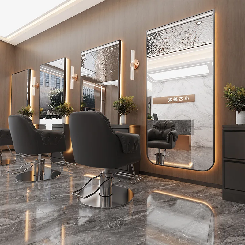 Barber shop mirror hair salon special mirror table perm and dyeing warm light single-sided high definition mirror hair