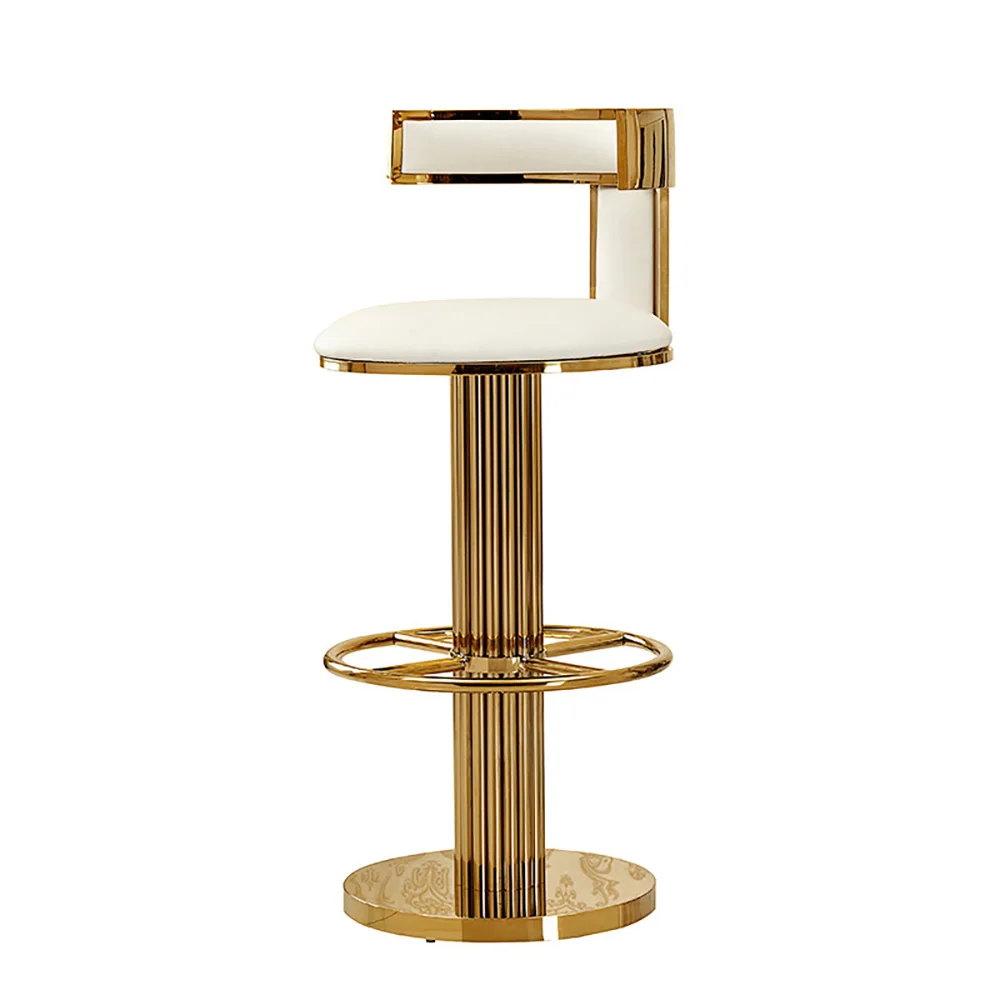 

Modern Bar Chair Counter Height Bar Stools with Back, with Polished Gold Stainless Steel and Comfortable Cushion