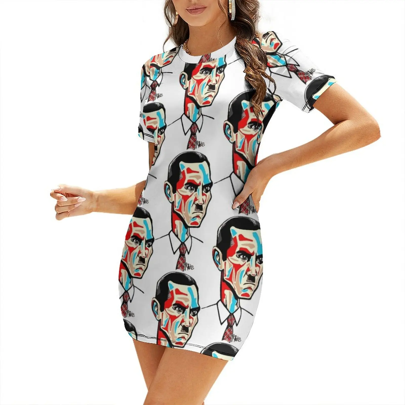 

Ron Mael Death Glare Short-Sleeved Dress Summer women's clothing Dresses women's luxury party dress Women dresses summer Dress