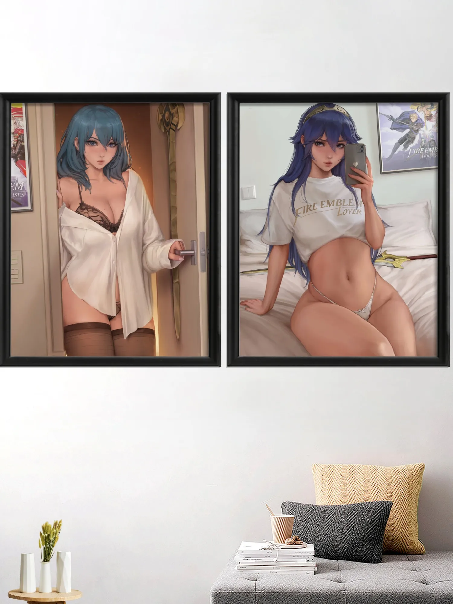 Olivia Cartoon Girl Game Anime Azura Fire Lucina Palutena Nude Sexy Nude Girl Corrin Byleth Art-Silk-Poster, For Living Room