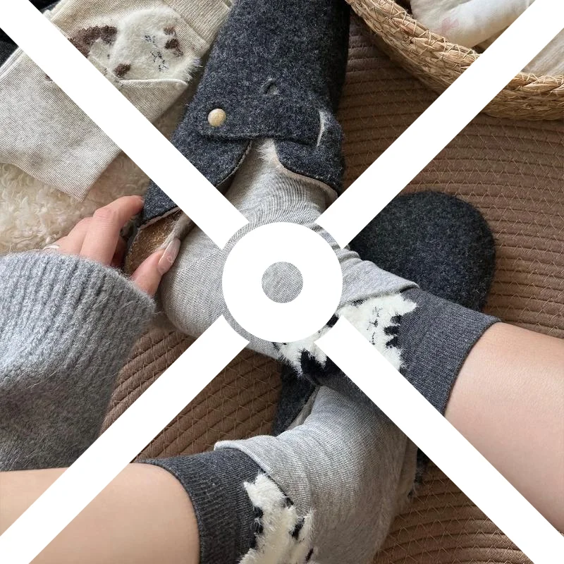 

【NEW】Soft Comfortable Sweat Absorbing Breathable Casual Couples Sock Three-Dimensional Cat Printed Men Female Mid Tube Socks