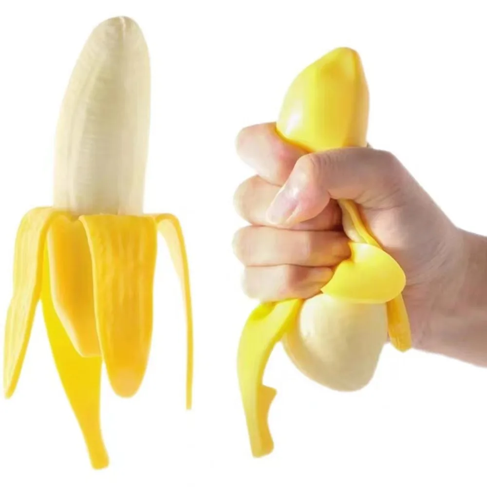 Cute Fruit Squishy Stress Balls Fidget Sensory Toy Squeeze Stress Relief Hand Toy Anti-Anxiety Banana Stretchy Slow Rising Toy