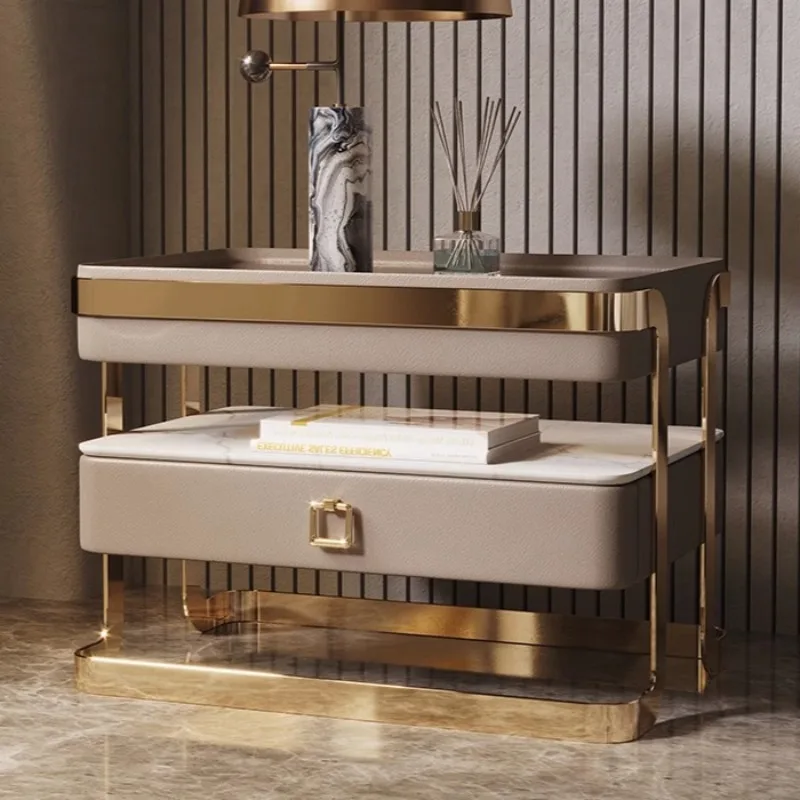 منضدة جمالية بسيطة حديثة بجانب السرير منضدة تخزين إسكندنافية أرضية فاخرة من Mesita De Noche Dormitorio أثاث منزلي #2