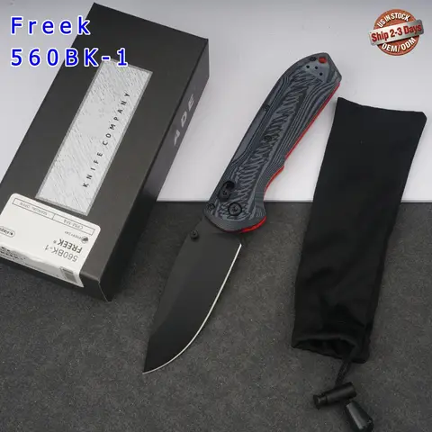 Hot Sale BM Freek 560BK-1 Pocket Knife, 8.5cm Black Blade Non-slip Wave Grain G10 Handle, Fast US Local Shipment for Camping Hunting
