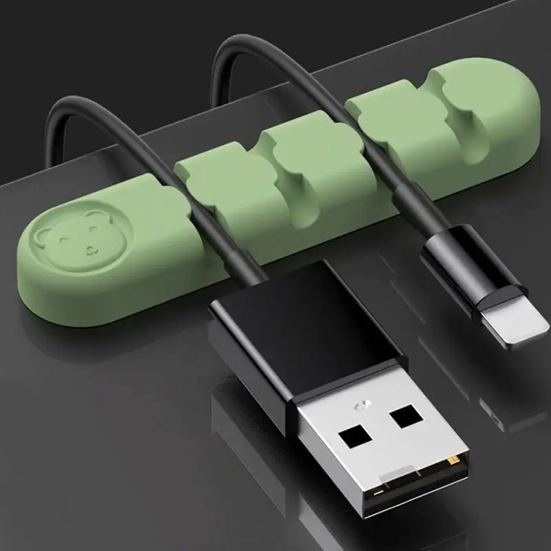 Adhesive Cord Holder Four Holes Silicone Cable Holder Clip For Desktop Home And Business Cable Management For Nightstand For