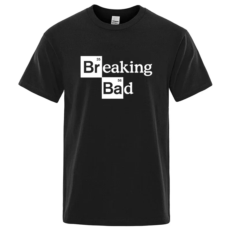High-quality men's T-shirt cotton blend round neck Heisenberg men's T-shirt casual short-sleeved T-shirt with Breaking Bad print