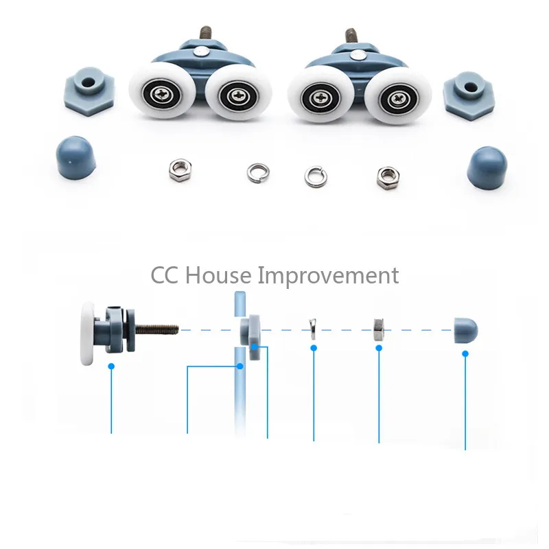 Rodillos/corredores de puerta de ducha gemelos, ruedas, polea para cuarto de Ducha