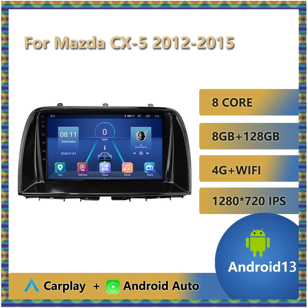 

For Mazda CX-5 2012 - 2015 Car Radio with Wireless Carplay Android Auto 9" Inch Android 13 IPS Touch Screen Car Stereo Bluetooth