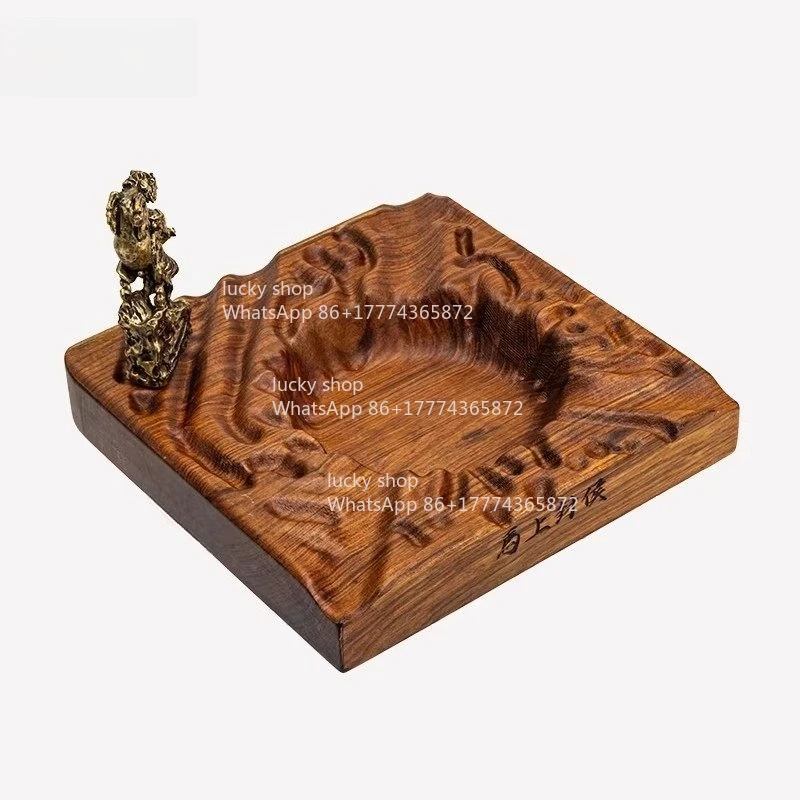 Bronze Statue Three-slot Cylinder Mountain-shaped Wooden High-end