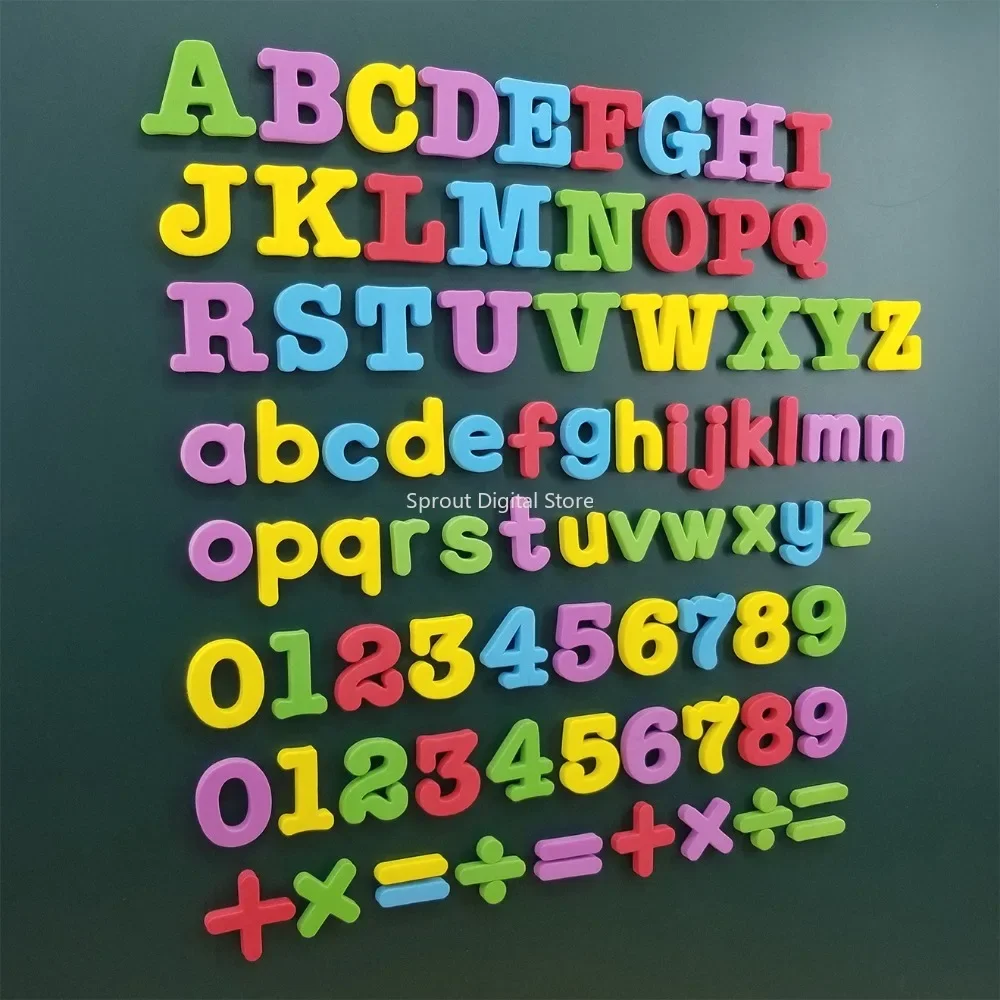 Magnetische Buchstaben, Zahlen, Alphabet, ABC 123, Kühlschrankmagnete, Kunststoff, pädagogisches Vorschul-Lernspielzeug-Set, Großbuchstaben, Kleinbuchstaben, Mathematik