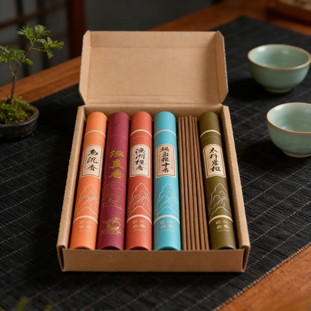 11 Fragrances Available with Gift Box in 20g Cans Approximately 40pcs/can Natural Linear Sandalwood Stick Incense Long-lasting