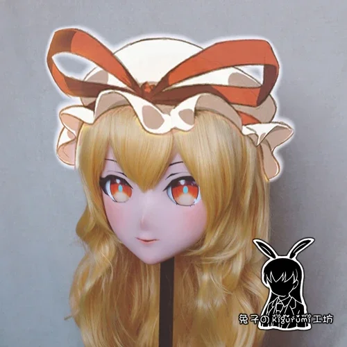 (Rabbit 20) Resin Crossdress Pretty Girl 3/4 Head BJD Doll Mask Cartoon Anime Yakumo Yukari Cosplay Kigurumi Mask Crossdresser