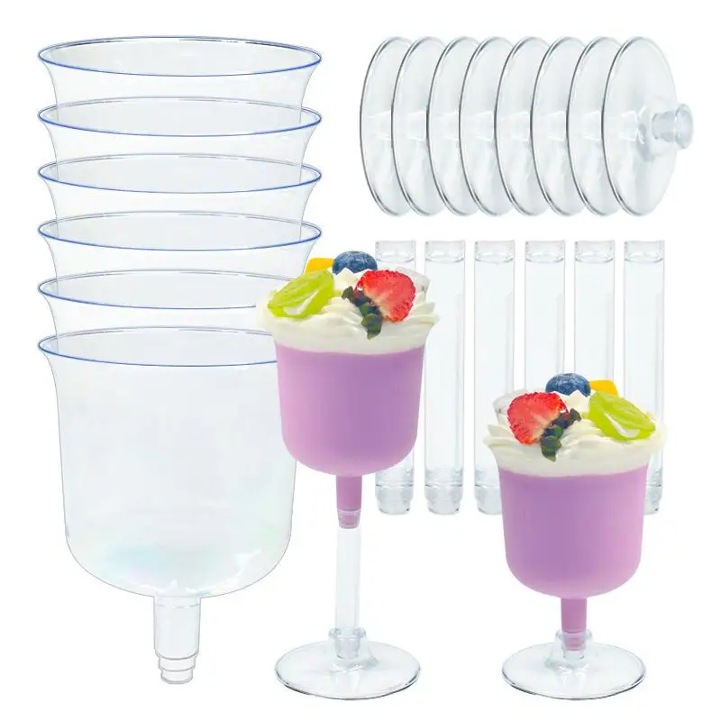 10Pcs Disposable Transparent Plastic Goblets Detachable Champagne Cups For Champagne Tower Wedding Party Dessert Serving