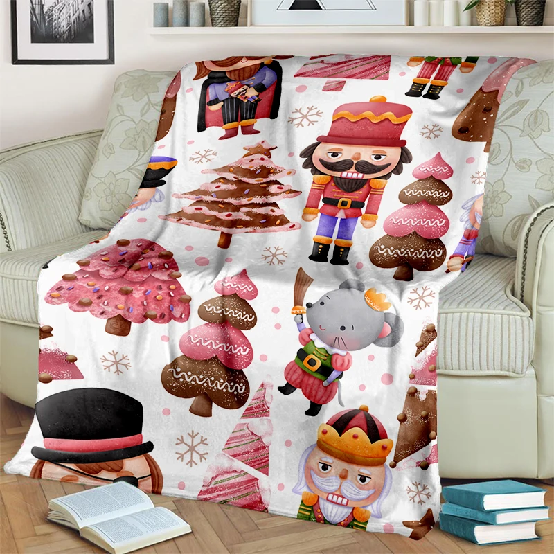 Merry Christmas Cartoon The Nutcracker Doll Festival Gift Blanket,Soft Throw Blanket for Home Bedroom Bed Sofa Picnic Cover Kids