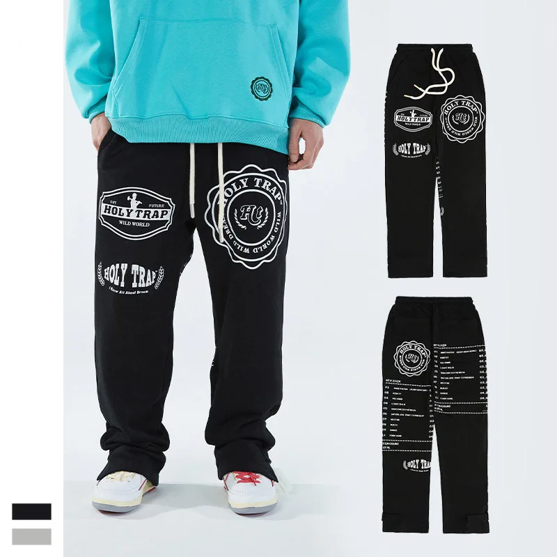 

New Street Fashion Sports Casual Pants Men's Sanitary Pants Versatile Straight Sleeve Letter Print Pants Large