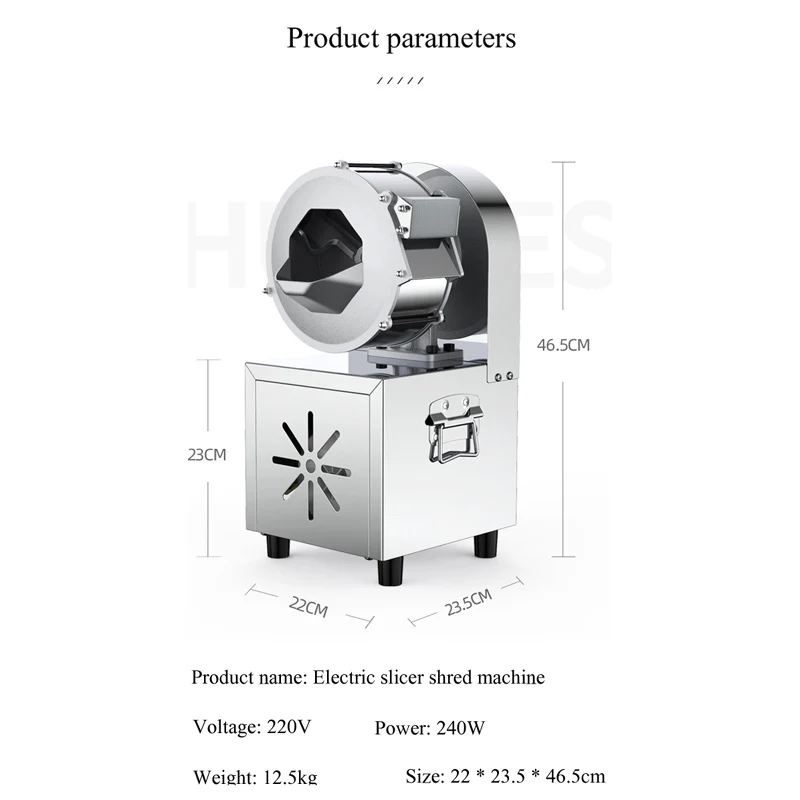 Stainless Steel Vegetable Cutter Machine Chopper Electric Food Slicer Commercial Multifunction Shred Knife 220V