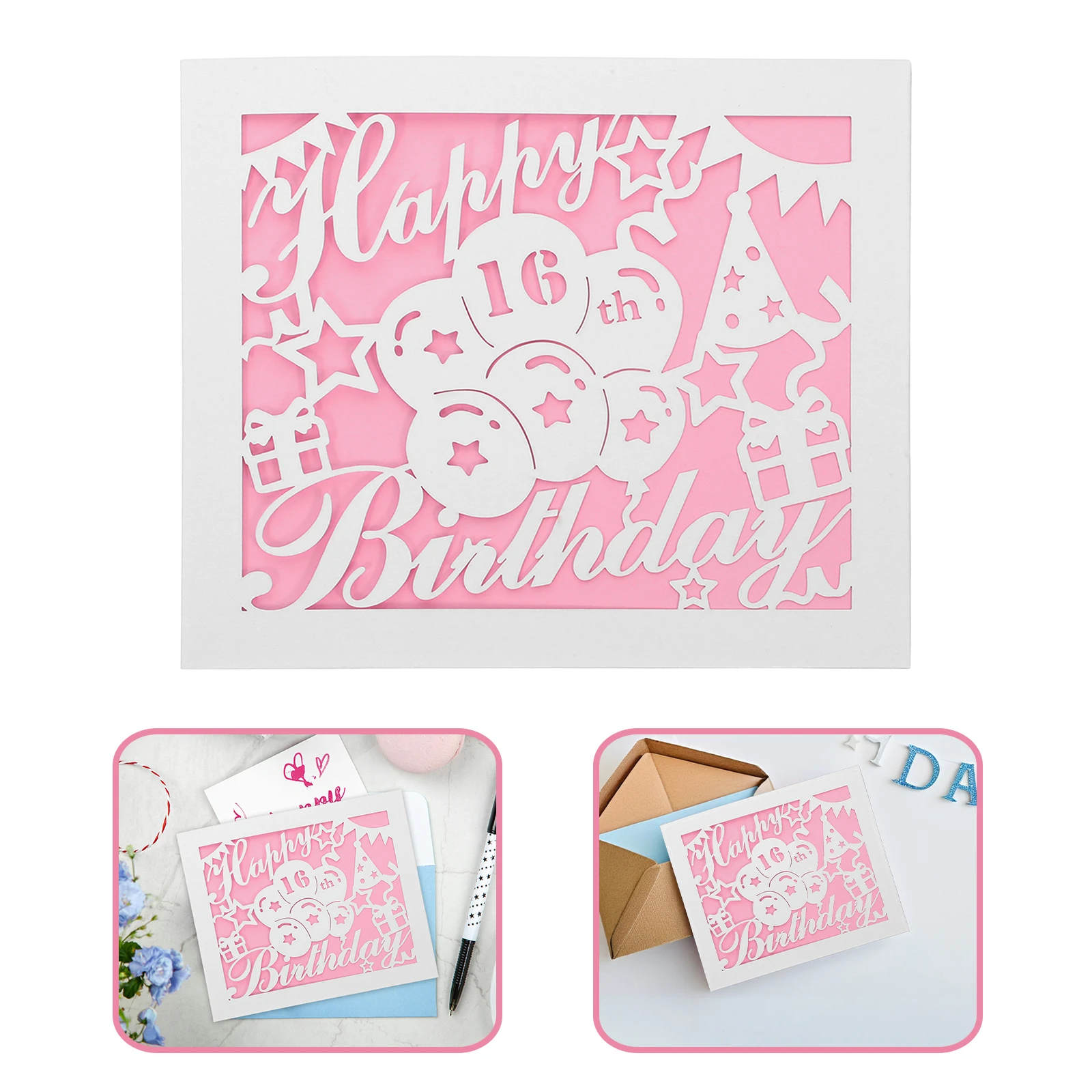 

10 set 16Th Birthday Bulk With Envelopes Creative Blessing Card Teens Party Elegant Greeting Card For Office Decorative Birthday