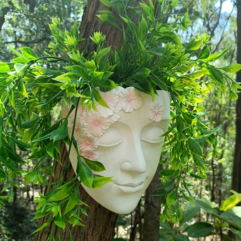 Picture 3: Creative Wall Mounted Facial Flower Pot Rainproof Wall Mounted Resin Succulent Flower Pot Statue Garden Decoration
